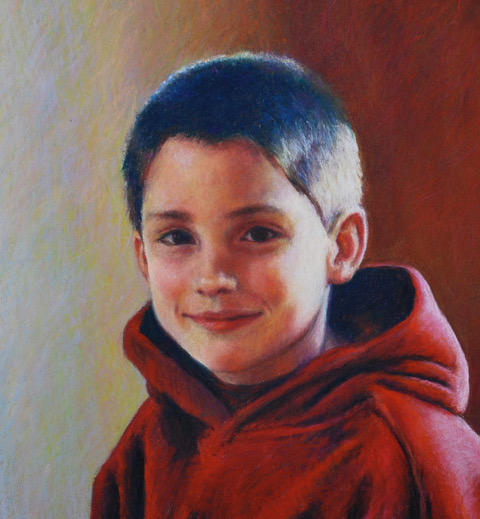 Oil paining of young boy with black hair